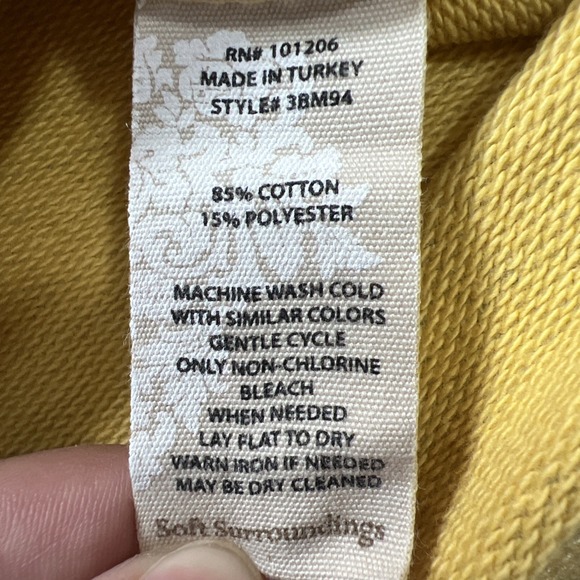 Soft Surroundings Hoodie Womens Size PS Soho Tunic Heathered Yellow Pocket Knit - Picture 8 of 8